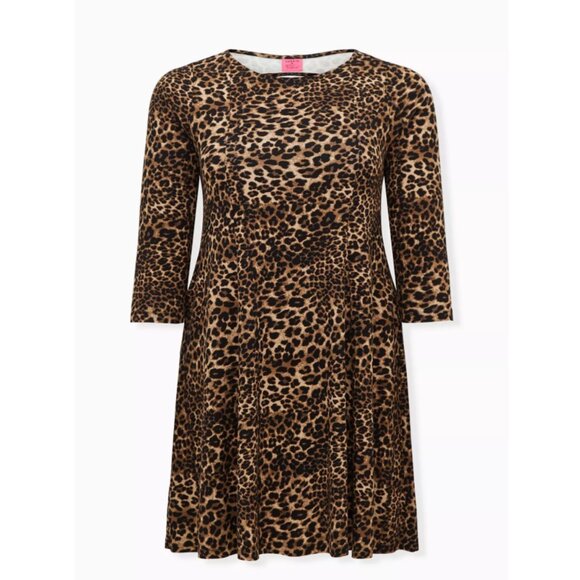 NEW Torrid 2 Betsey Johnson Leopard Ponte Skater Dress With Back Cutout 2X 18 20 - Picture 5 of 11